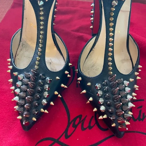 Christian Louboutin leather spike heels 35 - Picture 4 of 9